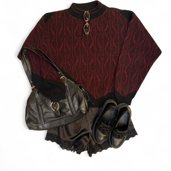 Reclaimed Vintage Sweaters - rare vtg 80s 90s y2k preppy retro boho streetwear mock neck